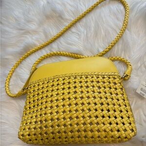 Talbots Yellow Leather Crossbody Bag with Intricate Weave